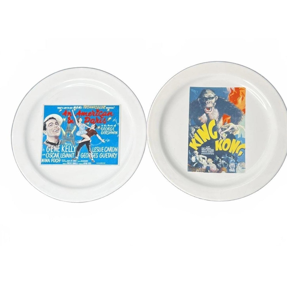 Pottery Barn TCM Archives Movie Poster Plates King Kong American In Paris 9" Set